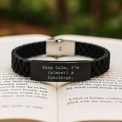 Funny Concierge Gifts from Friends for Christmas, Glide lock Clasp Bracelet with Silver, Black Stainless Steel, and Silicone, Adjustable for Men and Women - The Buy Boom