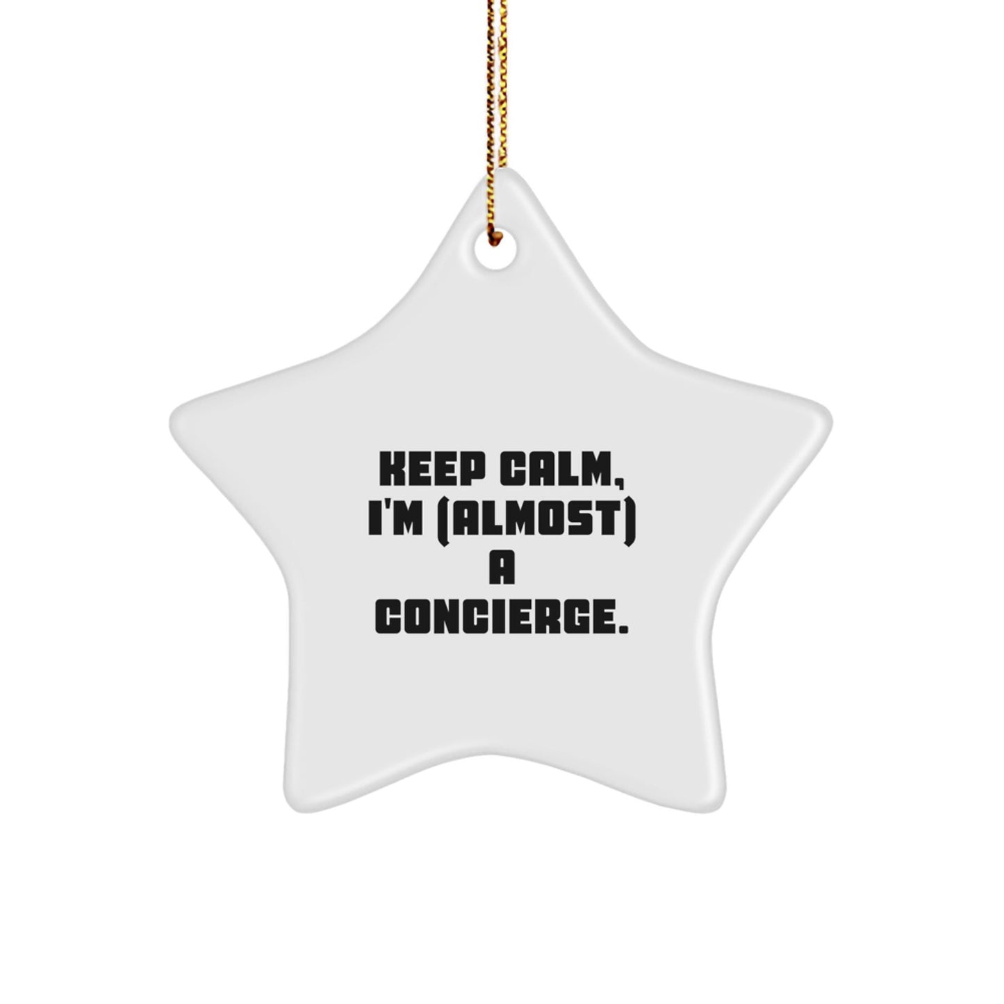Funny Concierge Gifts from Friends, Unique Christmas Star Ornament, Keep 'I'm (almost) A Concierge' White Decorative Star, Gifts for Concierge - The Buy Boom
