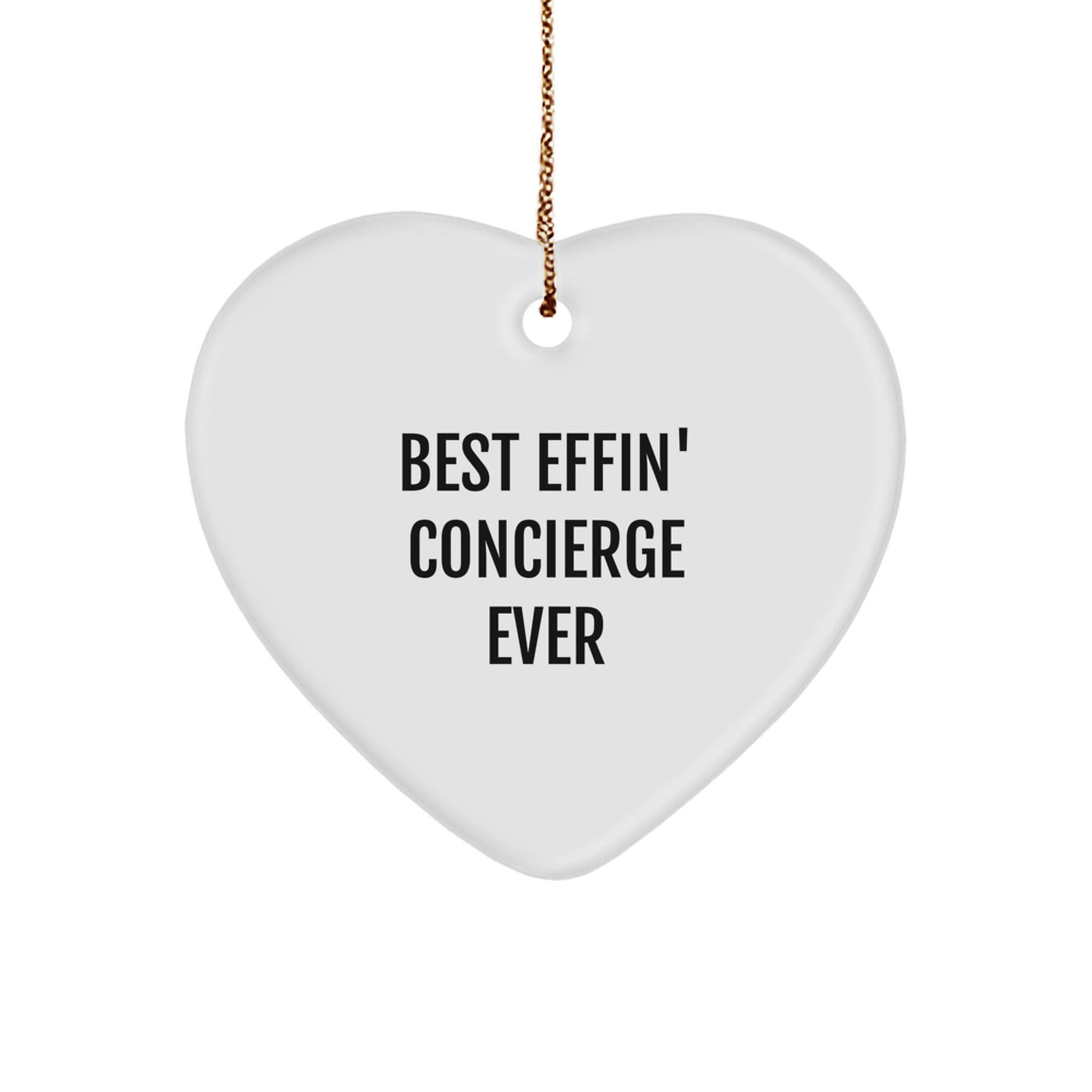 Funny Concierge Gifts from Men or Women, Christmas Unique Concierge Heart Ornaments for Concierge - Best Effin' Concierge Ever - The Buy Boom