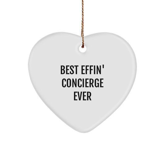 Funny Concierge Gifts from Men or Women, Christmas Unique Concierge Heart Ornaments for Concierge - Best Effin' Concierge Ever - The Buy Boom