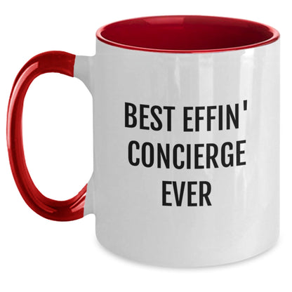 Funny Concierge Gifts from Men to Women - 'Best Effin' Concierge Ever' Two Tone Coffee Mug for Christmas Unique Presents - The Buy Boom