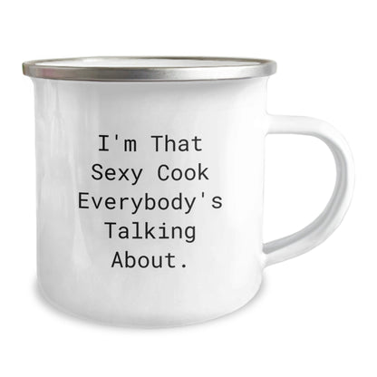 Funny Cook Gifts from Friends for Men, Women, Family - I'm That Sexy Cook Everybody's Talking About. Birthday Unique Camping Mug, 12 oz Stainless Steel with Enamel Finish - The Buy Boom