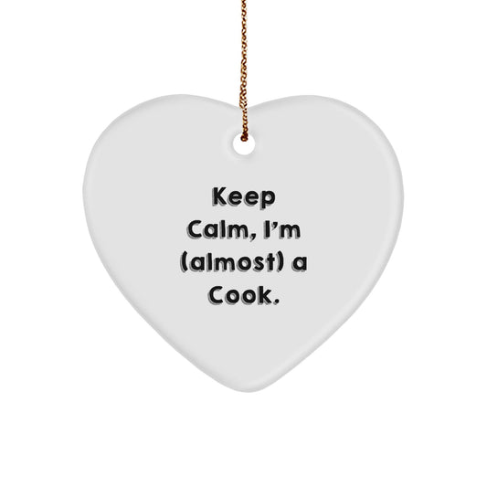 Funny Cook Heart Ornament, 'Keep Calm, I'm (almost) A Cook.' For Men, Women, Friends, or Family Christmas Unique Gifts - The Buy Boom