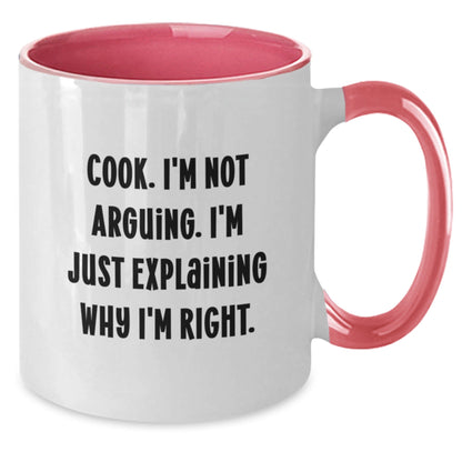 Funny Cook Quotes Gifts from Men, Two Tone Coffee Mug for Cook Lovers, Cook I'm Not Arguing - Christmas Unique Gifts - The Buy Boom