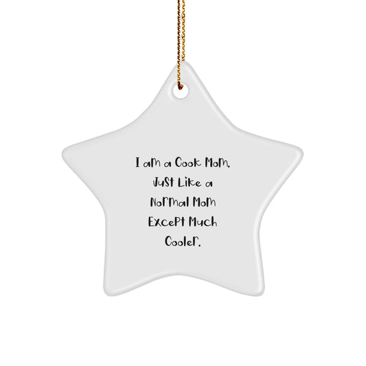 Funny Cook Star Ornaments Gifts from Mom to Cook - Christmas Unique Ornaments for Cook, Star Shaped, White Color, Easy Hanging, Great for Cooks - The Buy Boom