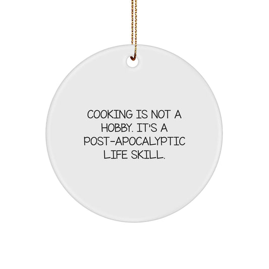 Funny Cooking Gifts for Friends and Family - 'Cooking Is Not A Hobby' Circle Ornament, White, 2.75" Tall, Perfect for Christmas - The Buy Boom