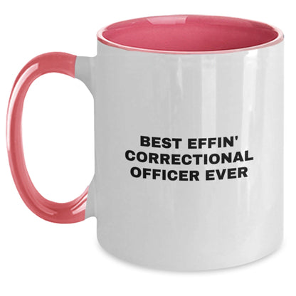 Funny Correctional Officer Gifts for Men - Best Effin' Ever Quote Two Tone Coffee Mug, Graduation Unique Gifts from Friends - The Buy Boom