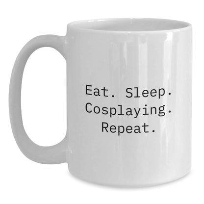 Funny Cosplaying Gifts for Friends, Unique White Coffee Mugs with Eat. Sleep. Cosplaying. Repeat., Perfect Graduation Gift from Friends - The Buy Boom