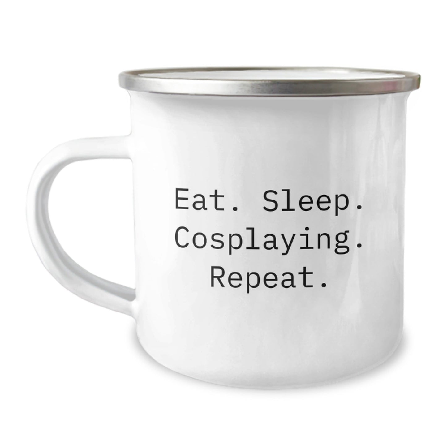 Funny Cosplaying Gifts for Men from Friends - 'Eat. Sleep. Cosplaying. Repeat.' Quote on Camping Mug for Graduation - The Buy Boom