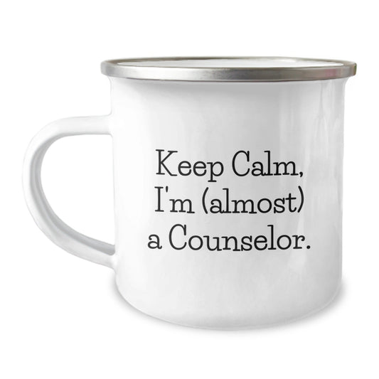 Funny Counselor Gifts for Graduation - 'Keep Calm, I'm (almost) A Counselor.' Camping Mug from Friends, Family - The Buy Boom