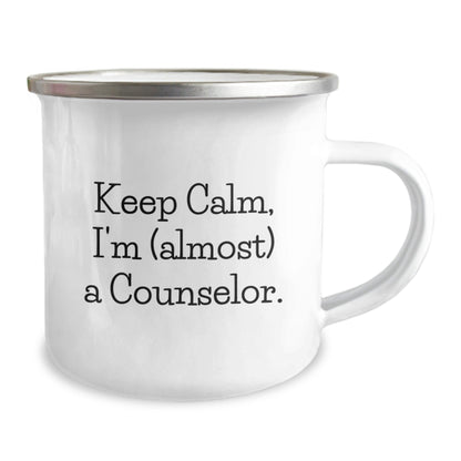 Funny Counselor Gifts for Graduation - 'Keep Calm, I'm (almost) A Counselor.' Camping Mug from Friends, Family - The Buy Boom