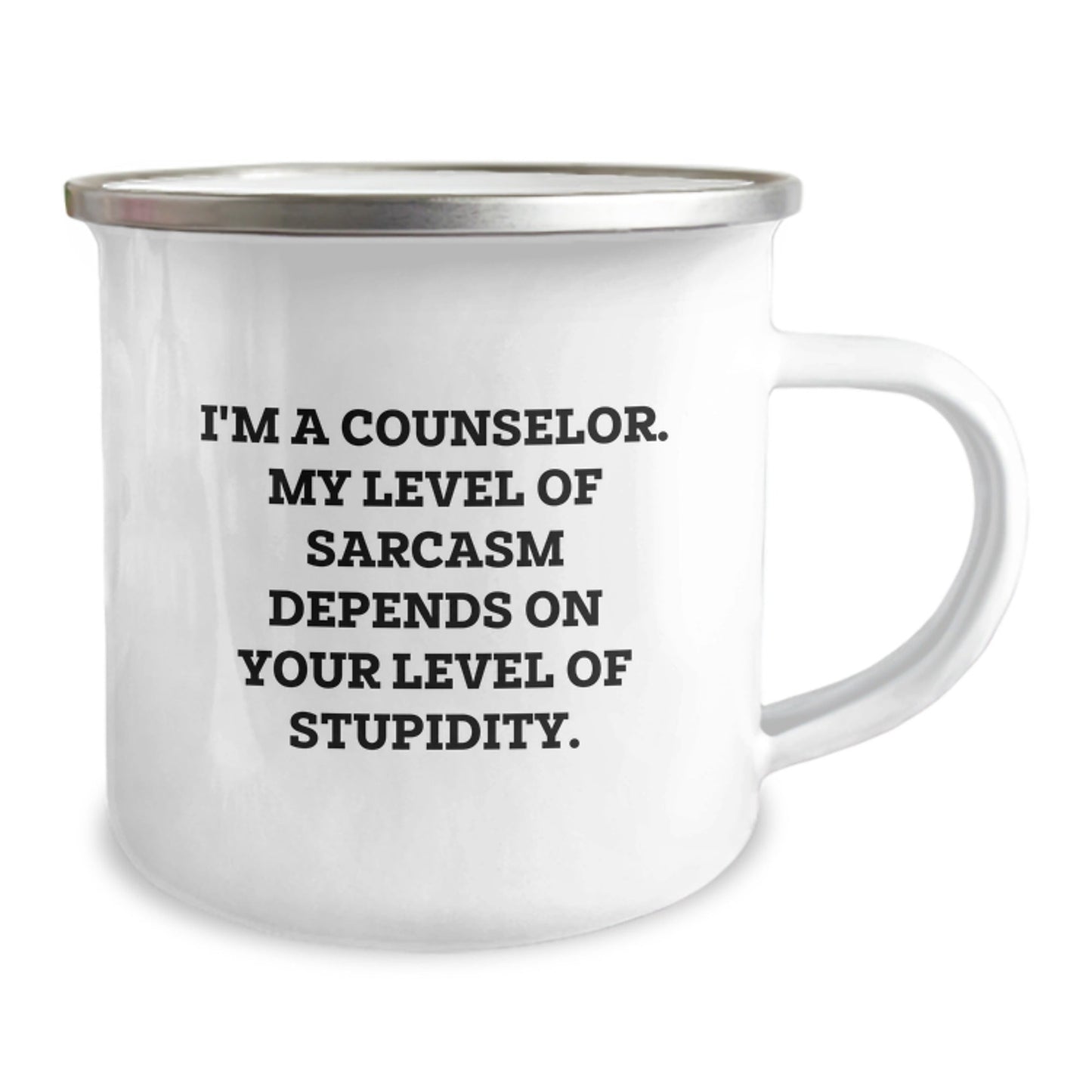 Funny Counselor Gifts from Friends for Counselor - Sarcasm Level, I'm A Counselor, Camping Mug for Christmas Unique Gifts - The Buy Boom