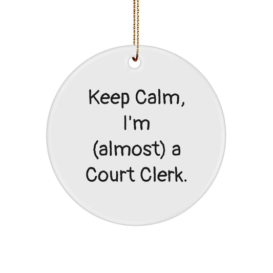 Funny Court Clerk Christmas Unique Gifts from Friends Circle Ornaments Keep Calm I'm Almost a Court Clerk - The Buy Boom