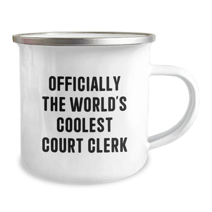 Funny Court Clerk Gift for Men - 'Officially The World's Coolest Court Clerk' Camping Mug, Christmas Unique Gifts from Friends, Court Clerk Gifts for Court Clerk - The Buy Boom