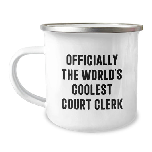 Funny Court Clerk Gift for Men - 'Officially The World's Coolest Court Clerk' Camping Mug, Christmas Unique Gifts from Friends, Court Clerk Gifts for Court Clerk - The Buy Boom