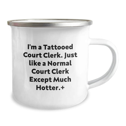 Funny Court Clerk Gifts for Men - 'I'm A Tattooed Court Clerk' Camping Mug, Perfect Unique Christmas Unique Gifts from Friends to Family - The Buy Boom
