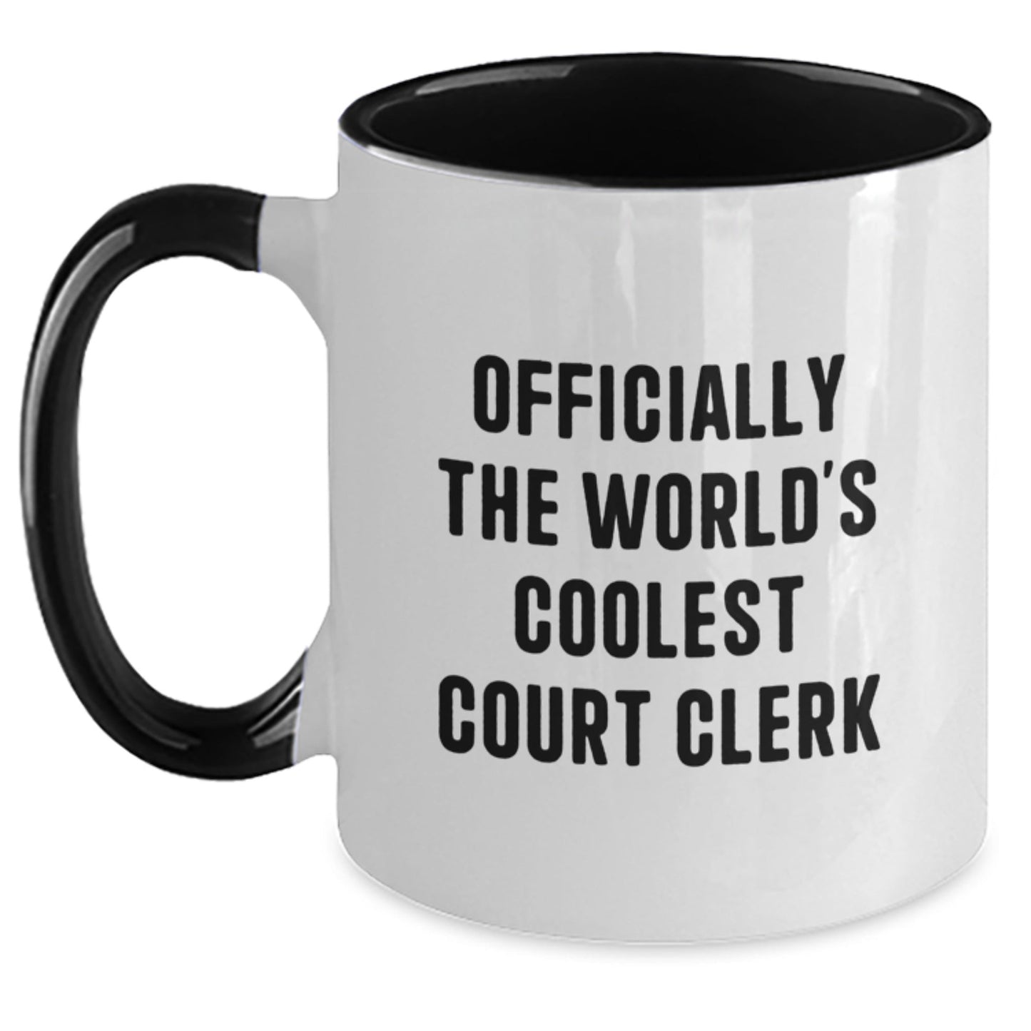 Funny Court Clerk Gifts for Men Women Friends Coworkers Family - Officially The World's Coolest Court Clerk Two Tone Coffee Mug Christmas Unique Presents - The Buy Boom