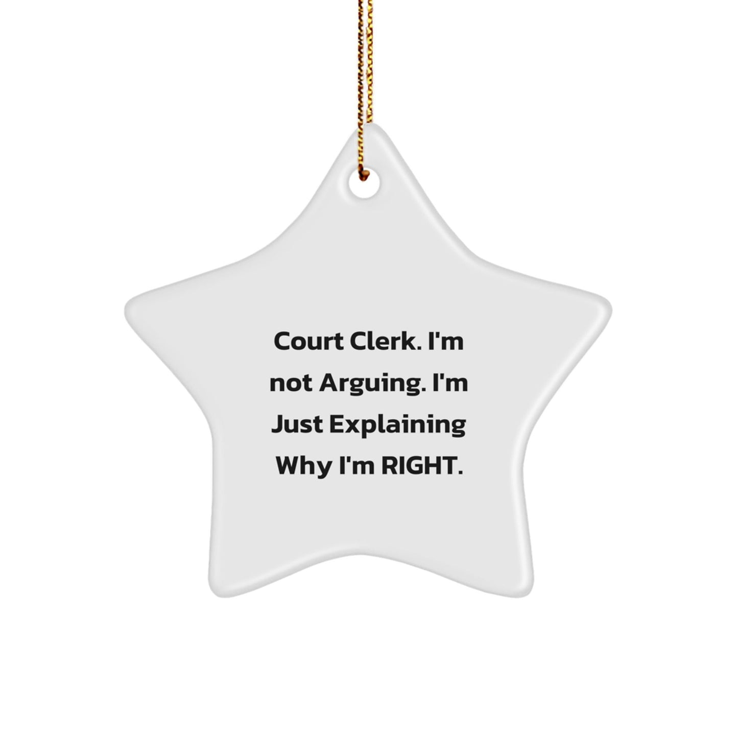 Funny Court Clerk Gifts from Friends - Court Clerk Star Ornament for Christmas Unique Gifts - The Buy Boom