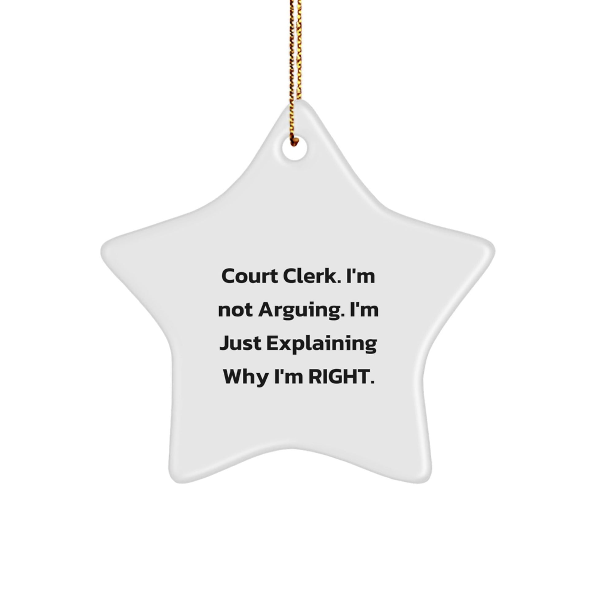 Funny Court Clerk Gifts from Friends - Court Clerk Star Ornament for Christmas Unique Gifts - The Buy Boom