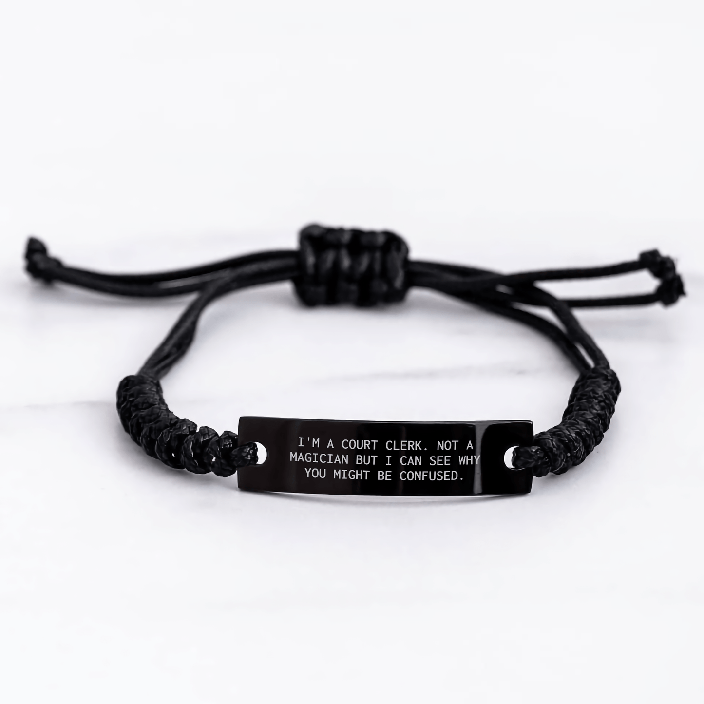 Funny Court Clerk Gifts from Friends - 'I'm A Court Clerk. Not A Magician But I Can See Why You Might Be Confused.' Adjustable Rope Bracelet for Court Clerk, Men, and Family on Father's Day - The Buy Boom