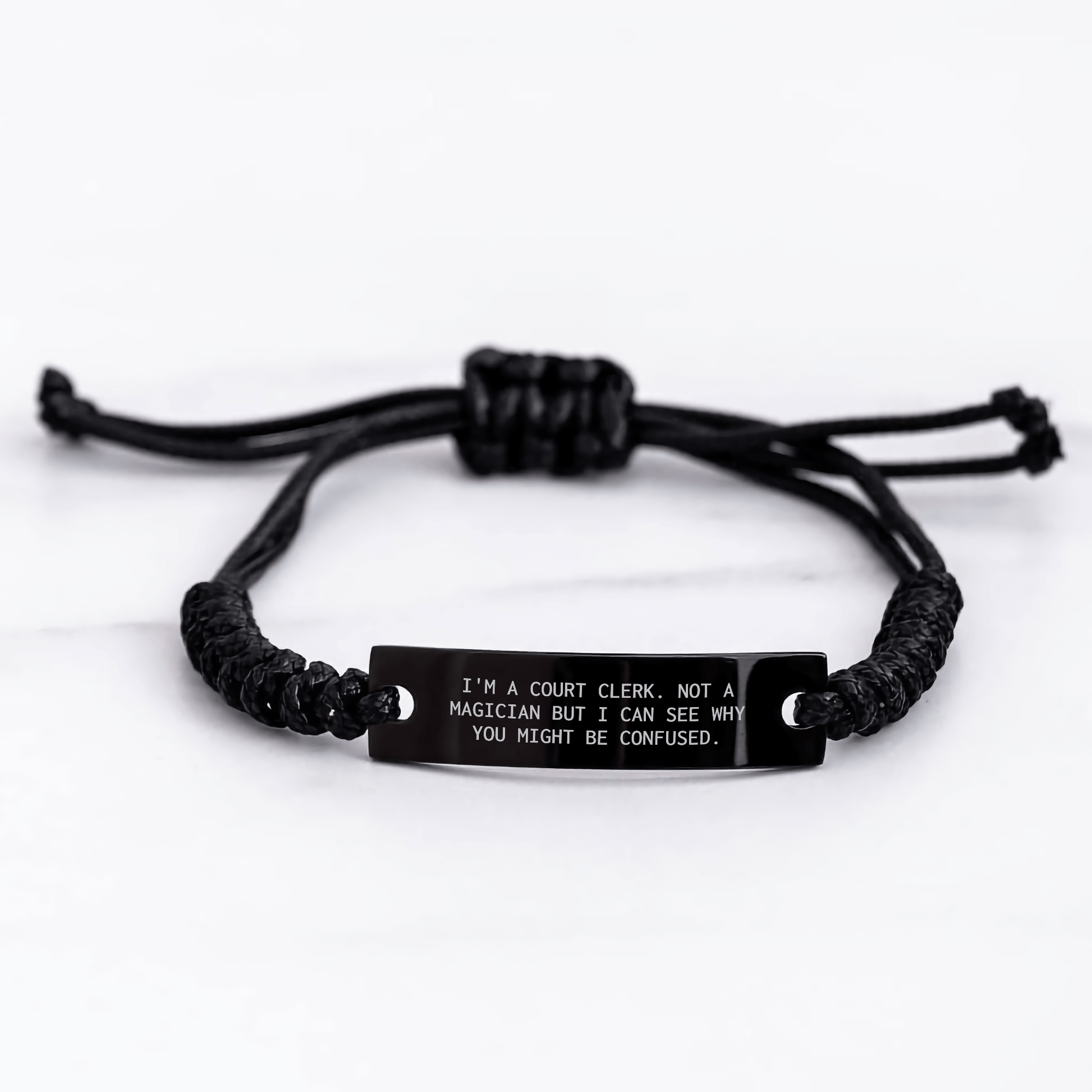 Funny Court Clerk Gifts from Friends - 'I'm A Court Clerk. Not A Magician But I Can See Why You Might Be Confused.' Adjustable Rope Bracelet for Court Clerk, Men, and Family on Father's Day - The Buy Boom