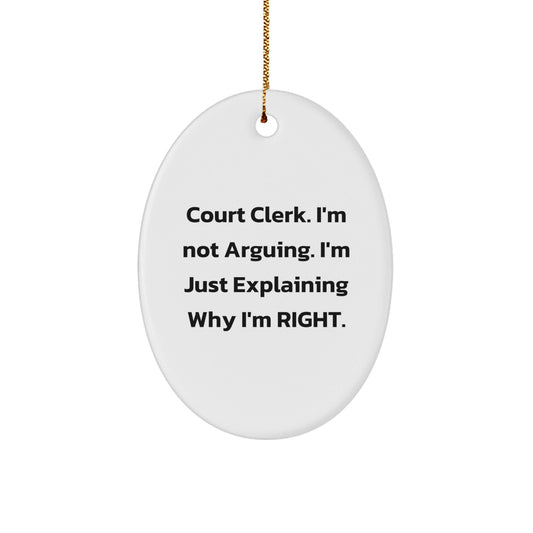 Funny Court Clerk Gifts from Friends - Oval Ornament, Court Clerk Humor Christmas Unique Gifts - The Buy Boom