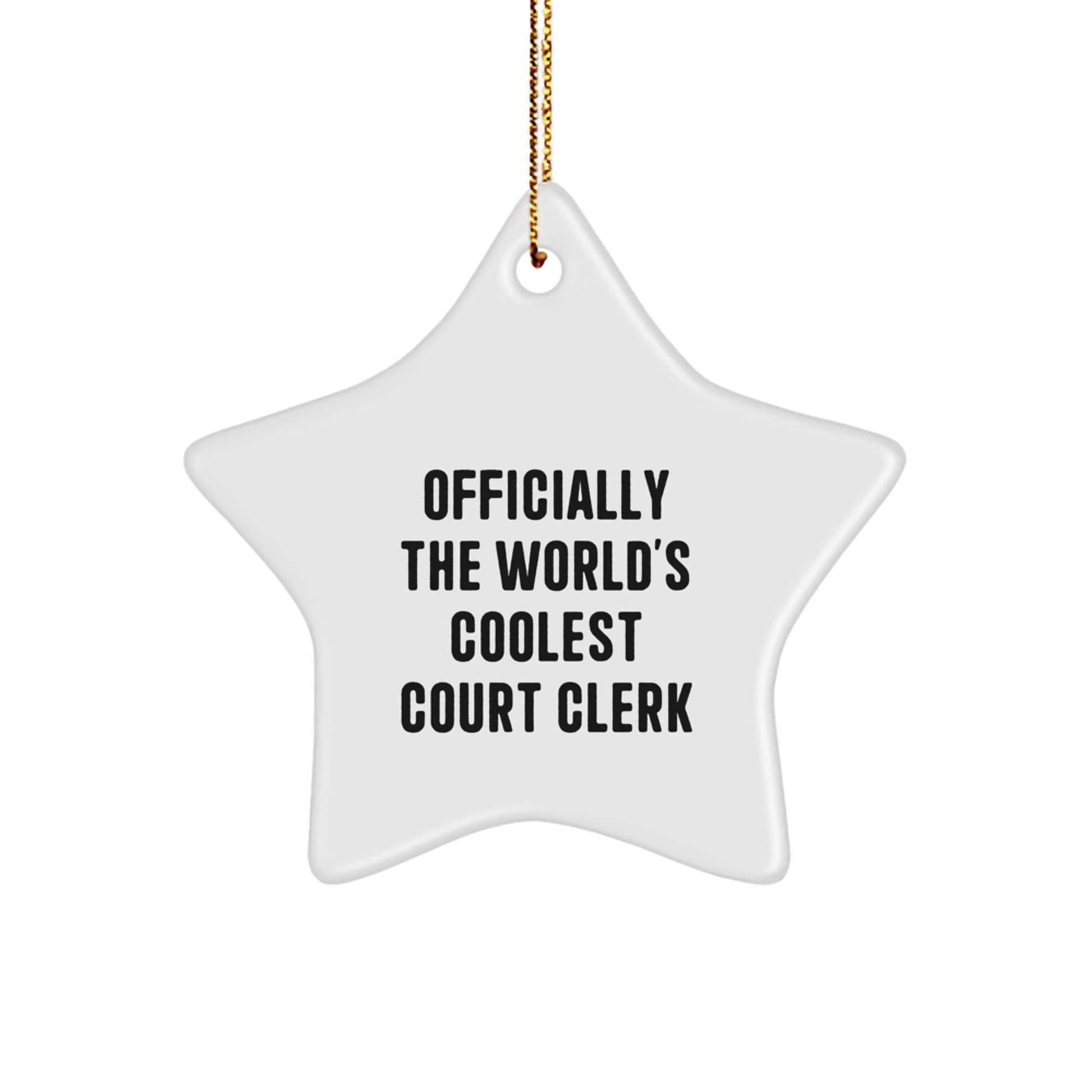 Funny Court Clerk Gifts - Officially The World's Coolest Court Clerk Star Ornament, White, Christmas Unique Gifts from Friends to Family, Court Clerk Star Ornament for Women, Men, Coworkers - The Buy Boom