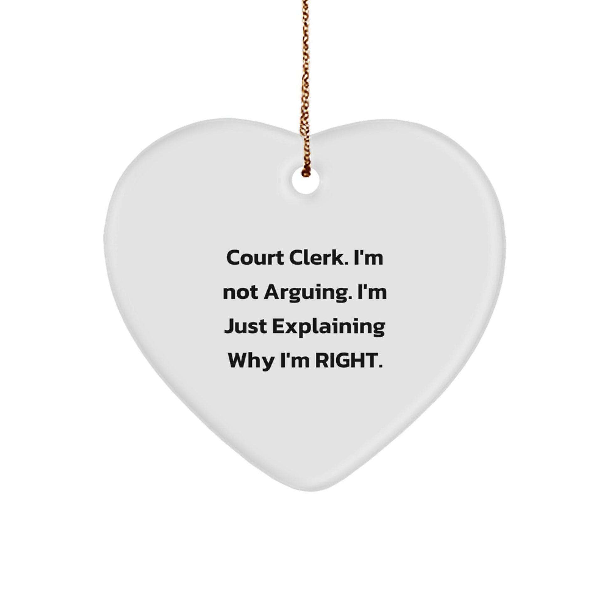 Funny Court Clerk Heart Ornament Gifts from Friends for Christmas - Court Clerk Humor - The Buy Boom