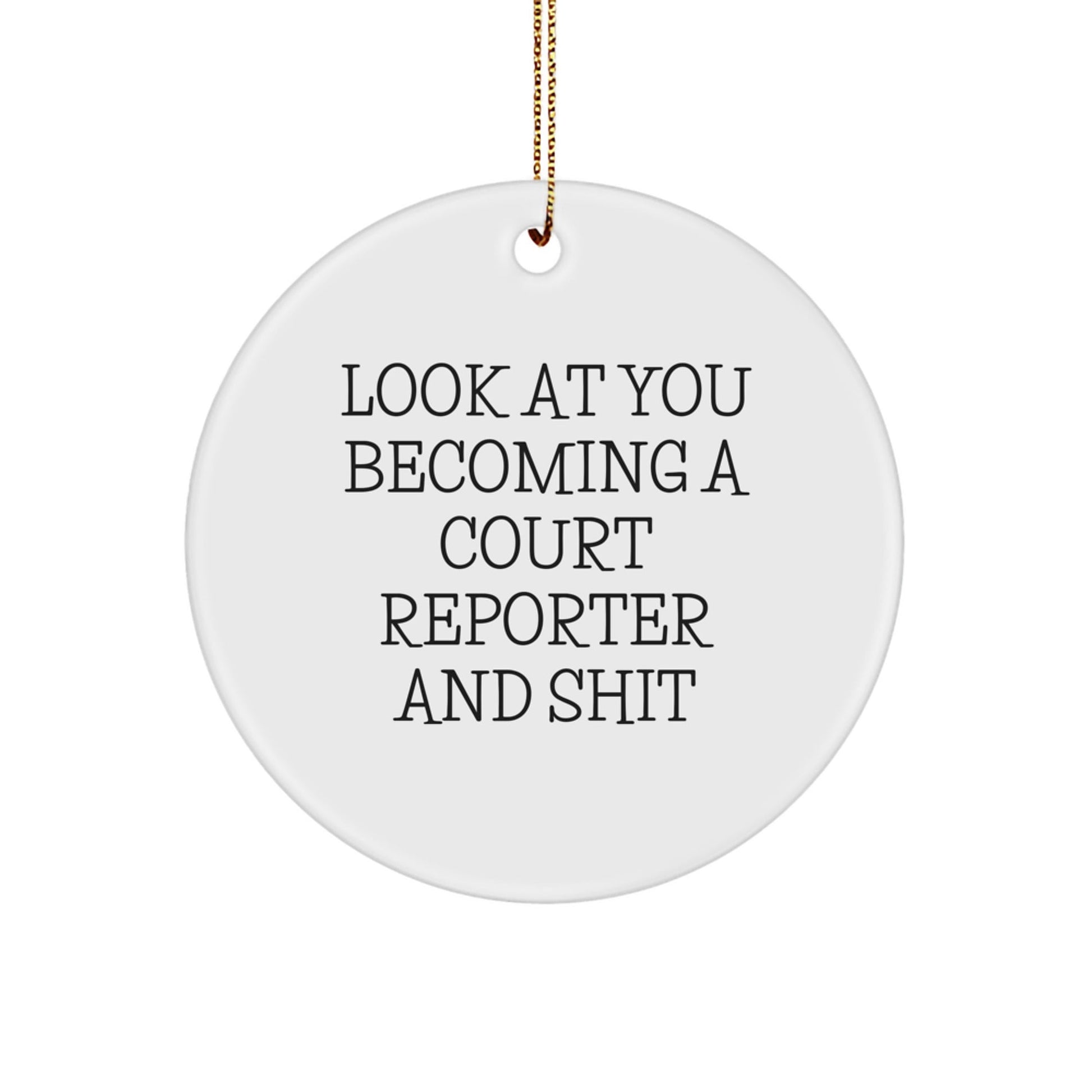 Funny Court Reporter Gift, Look At You Becoming A Court Reporter And Shit, Christmas Unique Gifts for Court Reporters, Circle Ornament from Friends - The Buy Boom