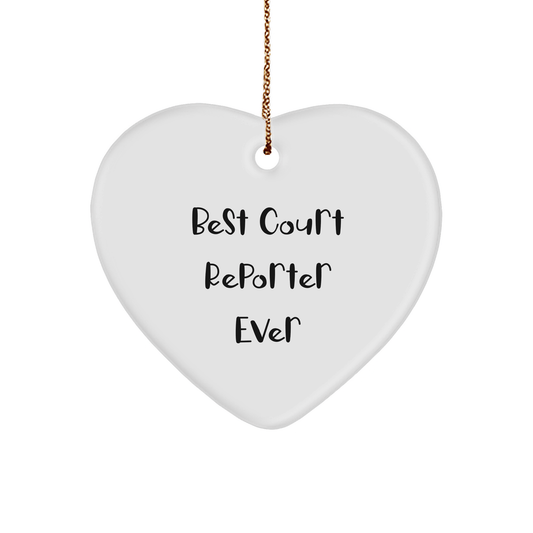 Funny Court Reporter Gifts - Best Court Reporter Ever Heart Ornament for Christmas - Gifts from Family to Court Reporter - The Buy Boom