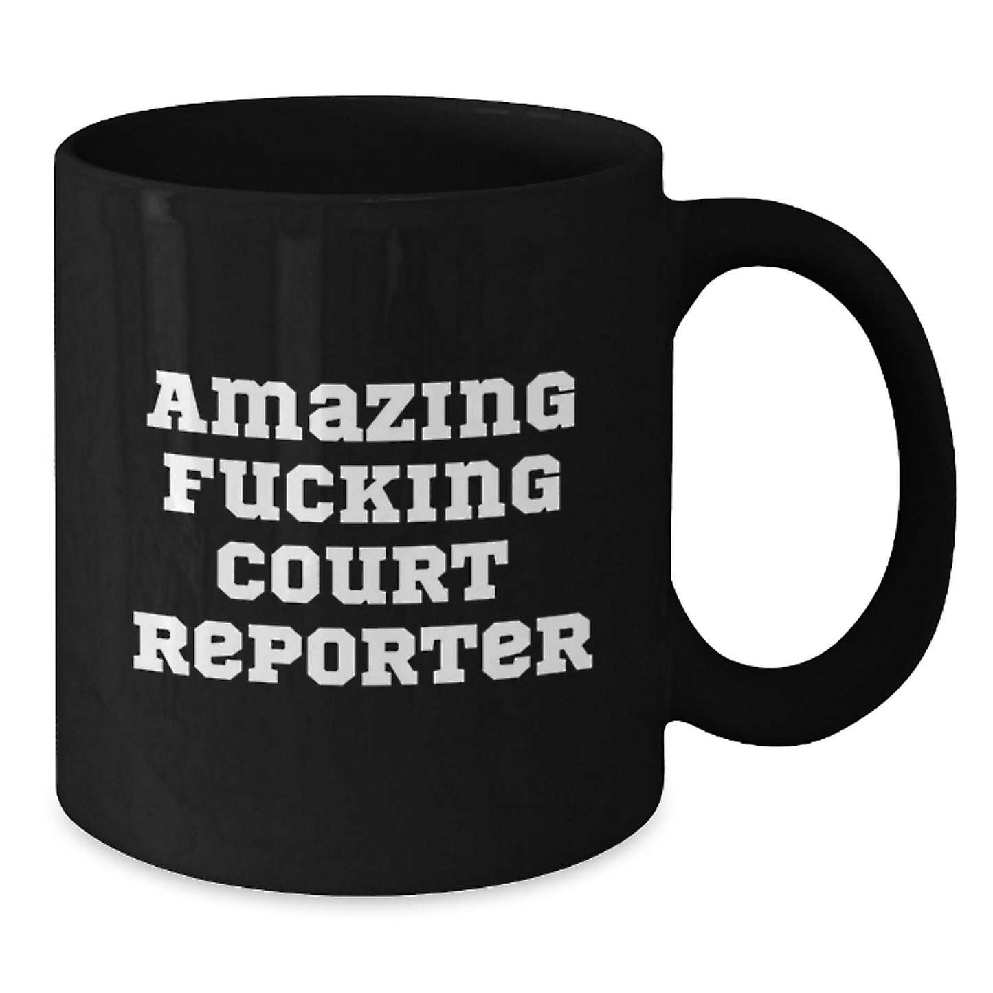 Funny Court Reporter Gifts, Black Coffee Mug, Christmas Unique Presents from Friends to Court Reporters, 'Amazing F - king Court Reporter' Quote - The Buy Boom