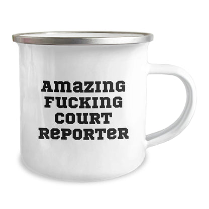 Funny Court Reporter Gifts for Friends, Court Reporter Camping Mug with Amazing F - king Court Reporter Quote, Unique Christmas Memorable Presents for Court Reporter Enthusiasts - The Buy Boom