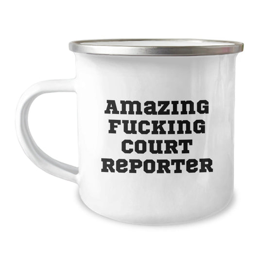 Funny Court Reporter Gifts for Friends, Court Reporter Camping Mug with Amazing F - king Court Reporter Quote, Unique Christmas Memorable Presents for Court Reporter Enthusiasts - The Buy Boom