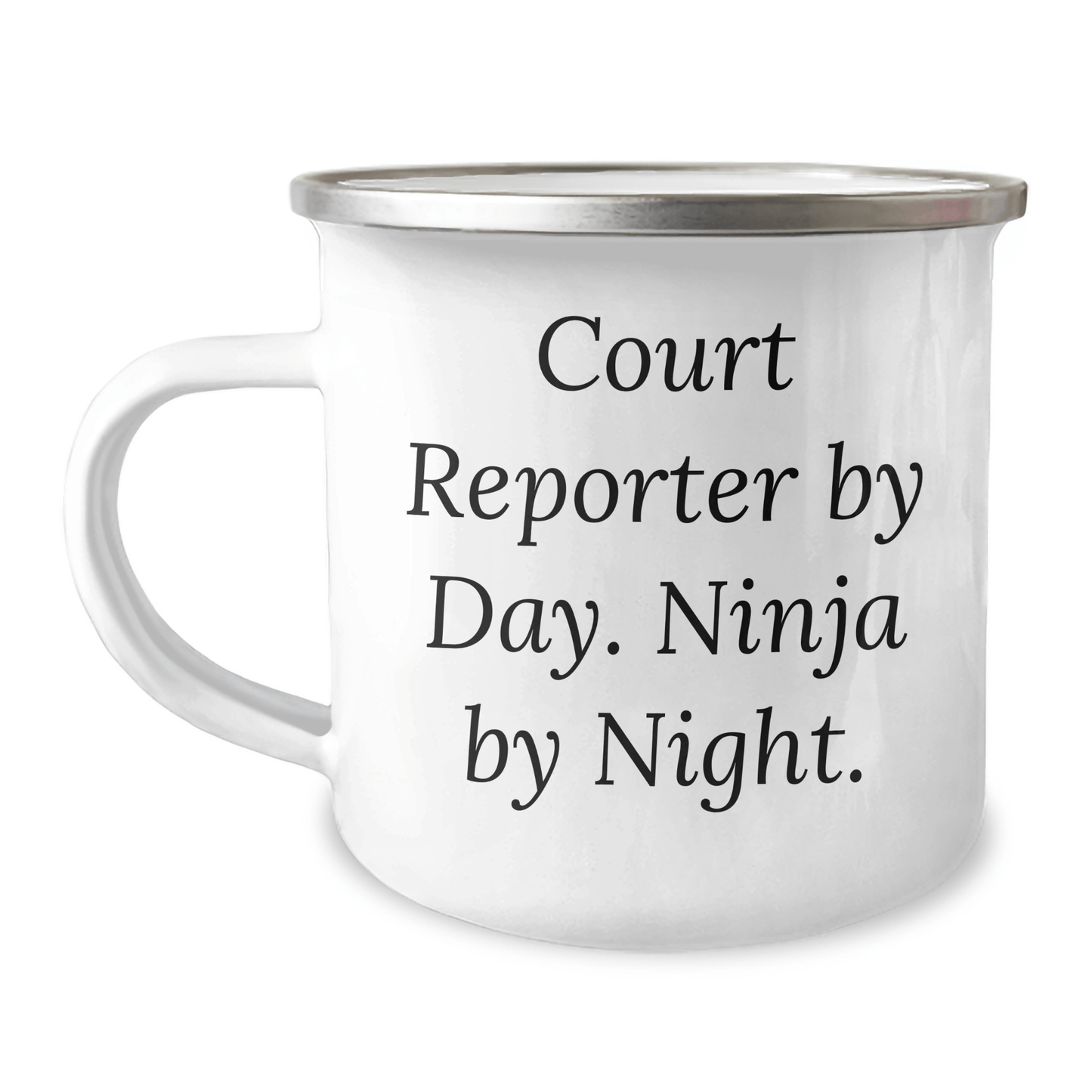 Funny Court Reporter Gifts for Men, Court Reporter By Day. Ninja By Night. Father's Day Unique Gifts, Camping Mug, 12 oz Stainless Steel with Enamel Finish - The Buy Boom