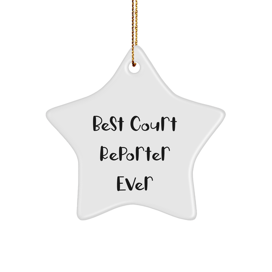 Funny Court Reporter Gifts from Family - Best Court Reporter Ever Star Ornament for Christmas - The Buy Boom