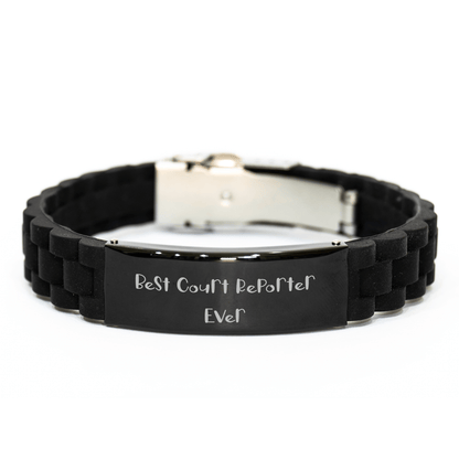 Funny Court Reporter Gifts from Men - Best Court Reporter Ever Glide lock Clasp Bracelet for Court Reporter on Father's Day, Unique Gifts for Court Reporter, Court Reporter Accessories - The Buy Boom