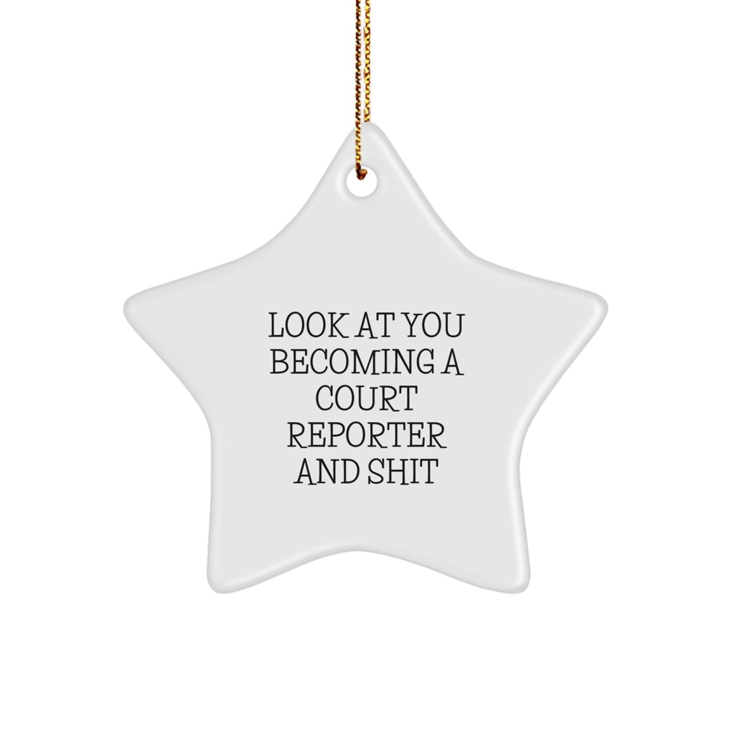 Funny Court Reporter Gifts, Star Ornament, Christmas Unique Gifts from Friends to Court Reporters - 'Look At You Becoming A Court Reporter And Shit' - The Buy Boom