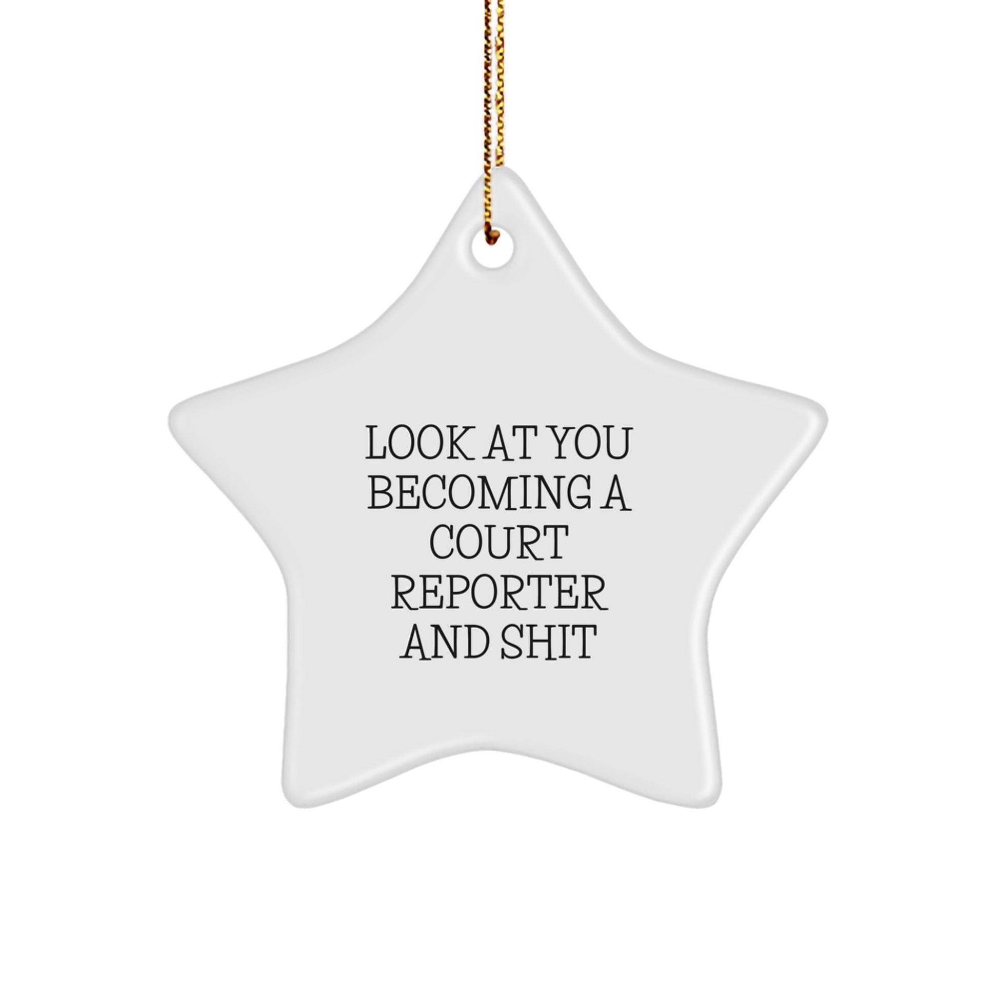Funny Court Reporter Gifts, Star Ornament, Christmas Unique Gifts from Friends to Court Reporters - 'Look At You Becoming A Court Reporter And Shit' - The Buy Boom