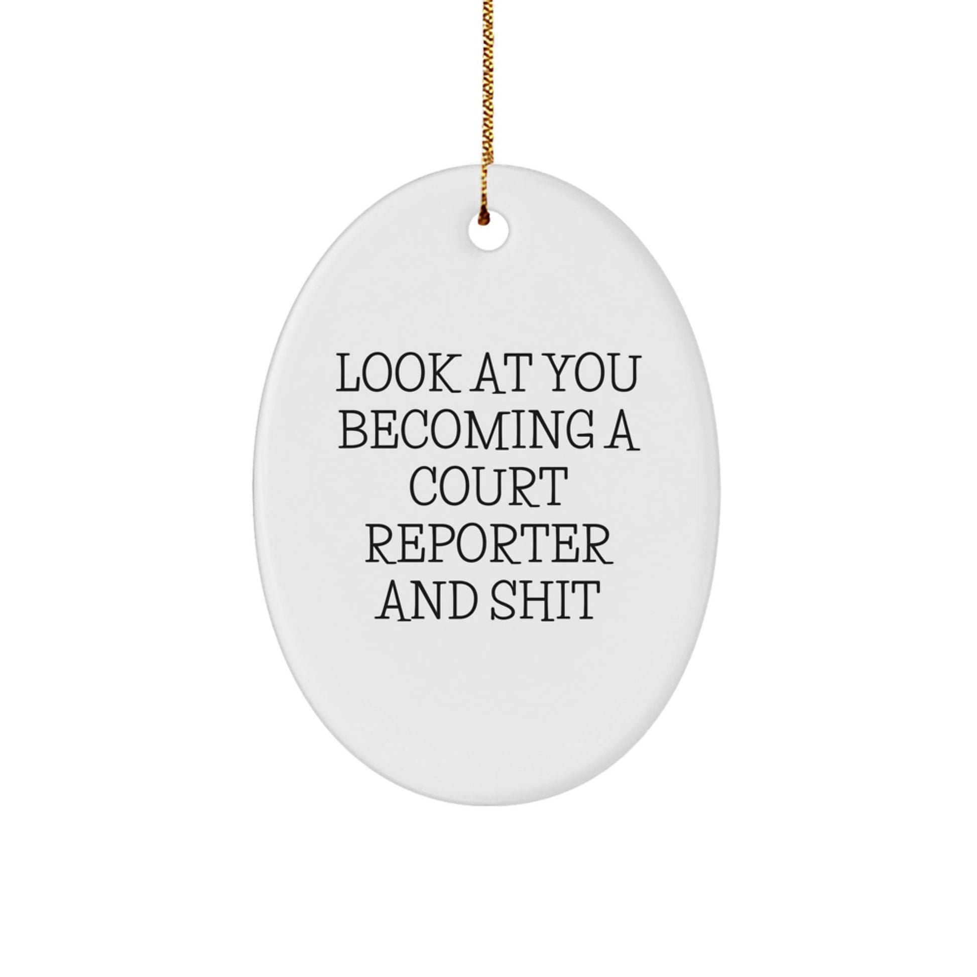 Funny Court Reporter Oval Ornament Gifts for Court Reporter Men from Friends, Look At You Becoming A Court Reporter And Shit, Unique Christmas Unique Gifts for Court Reporter - The Buy Boom