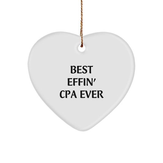 Funny CPA Gifts from Friends, Christmas Unique Heart Ornament with Best Effin' Cpa Ever Quote, Perfect for CPA Men and Women - The Buy Boom