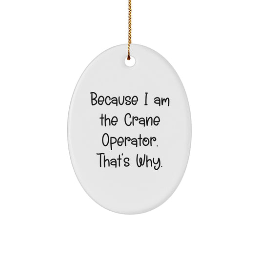 Funny Crane Operator Gifts for Men, Oval Ornament with Because I Am The Crane Operator. That's Why., Christmas Unique Gifts from Friends - The Buy Boom