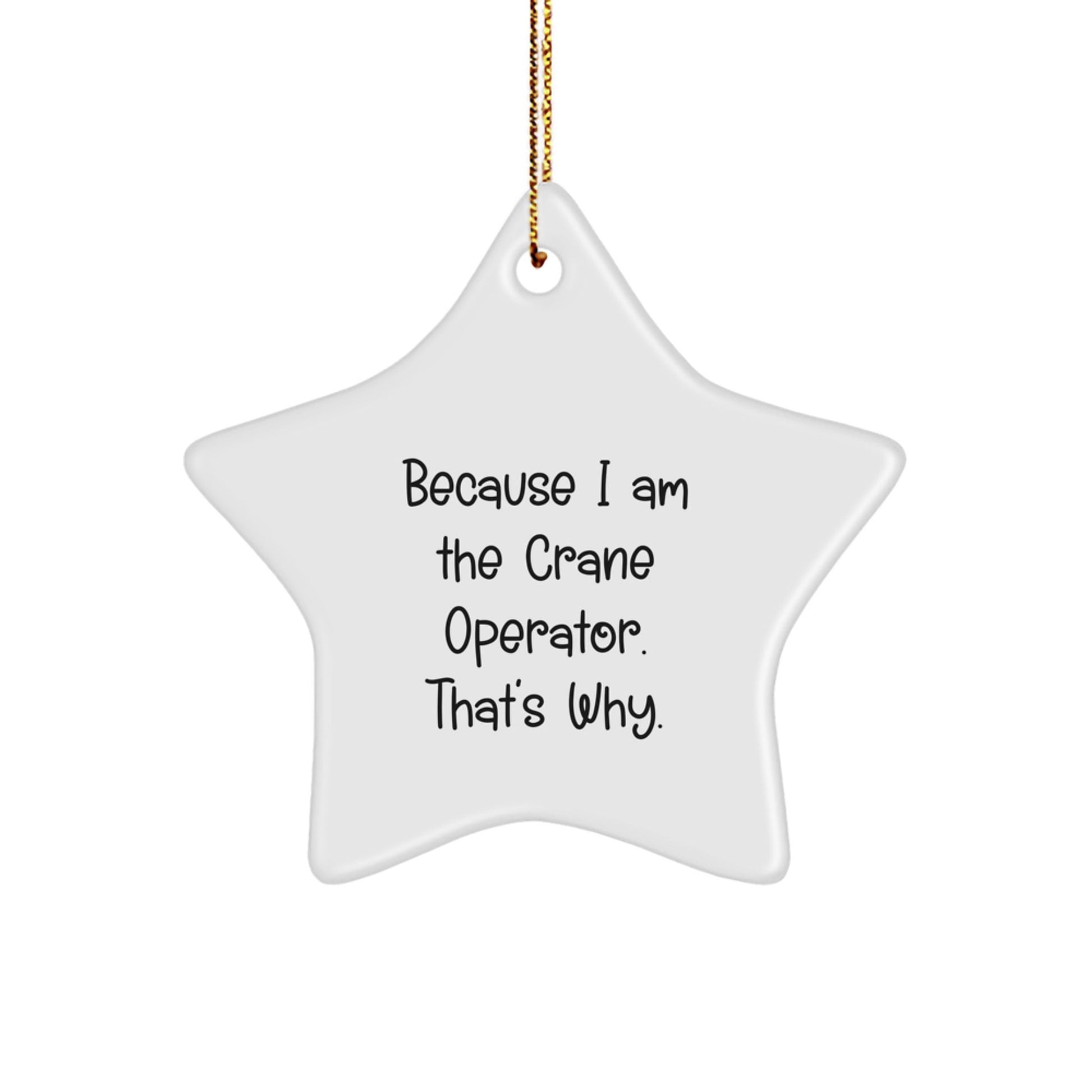 Funny Crane Operator Gifts from Friends and Family - Because I Am The Crane Operator, That's Why. Star Ornament for Christmas Unique Gifts - The Buy Boom