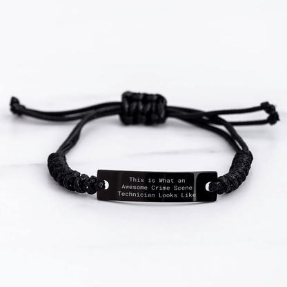 Funny Crime Scene Technician Gift - Black Adjustable Rope Bracelet - The Buy Boom