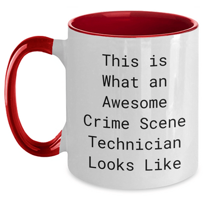 Funny Crime Scene Technician Gifts, 'This Is What An Awesome Crime Scene Technician Looks Like' Two Tone Coffee Mug for Dad, Father's Day Unique Gifts from Friends, Family, or Coworkers - The Buy Boom
