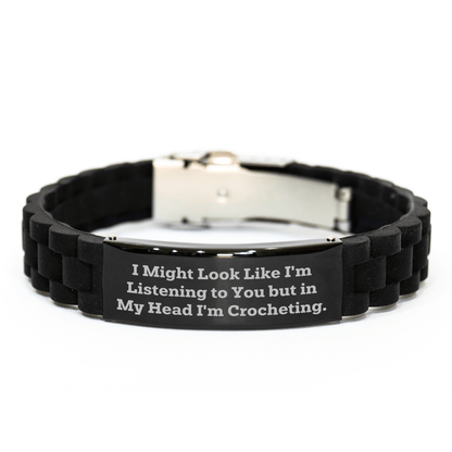 Funny Crocheting Gifts for Men from Women, Glide lock Clasp Bracelet with Inspirational Quote, Father's Day Unique Gifts for Crocheting Enthusiasts - The Buy Boom
