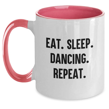 Funny Dancing Gifts for Friends - Eat. Sleep. Dancing. Repeat. Two Tone Coffee Mug for Graduation, Women, Men, Family, Coworkers - The Buy Boom