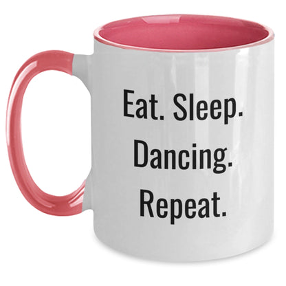 Funny Dancing Gifts from Friends to Friends - Eat. Sleep. Dancing. Repeat. Two Tone Coffee Mug for Graduation - The Buy Boom