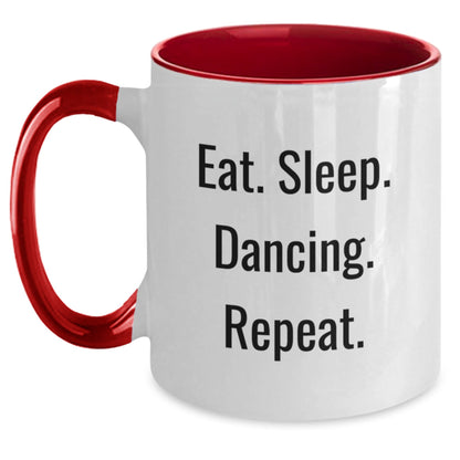 Funny Dancing Gifts from Friends to Friends - Eat. Sleep. Dancing. Repeat. Two Tone Coffee Mug for Graduation - The Buy Boom