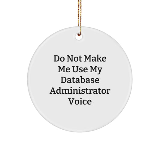 Funny Database Administrator Circle Ornament Gifts from Family, Christmas Unique Gifts for Database Administrator, 'Do Not Make Me Use My Database Administrator Voice' - The Buy Boom