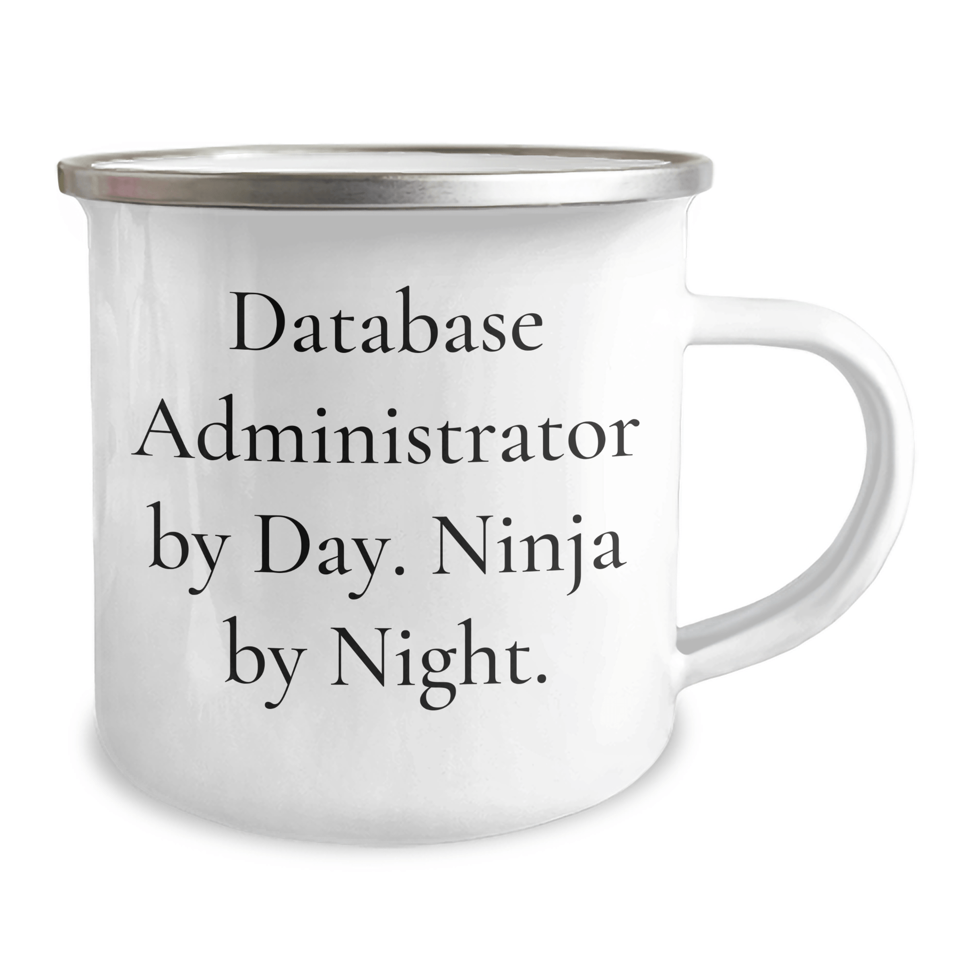 Funny Database Administrator Gifts from Friends for Men - 'Database Administrator By Day. Ninja By Night.' Stainless Steel Camping Mug for Father's Day - The Buy Boom